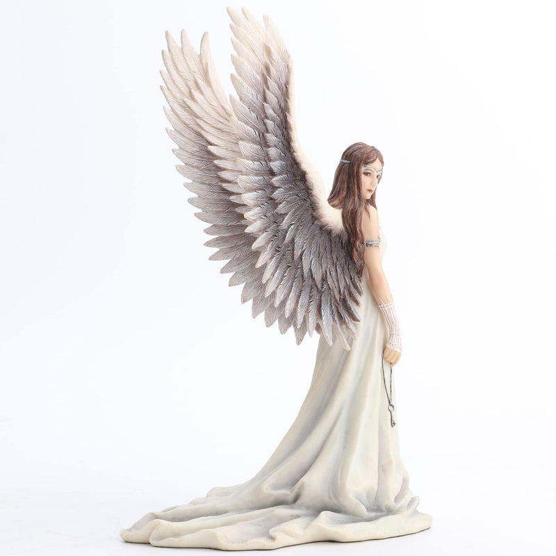US 9.5 Inch Spirit Guide Fairy Decorative Statue Figurine, White and Gray - Image 4